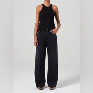 Like New AGOLDE Low Curve Barrel Jeans Sz 30 Black Gray $238 Black Tar Wide Leg